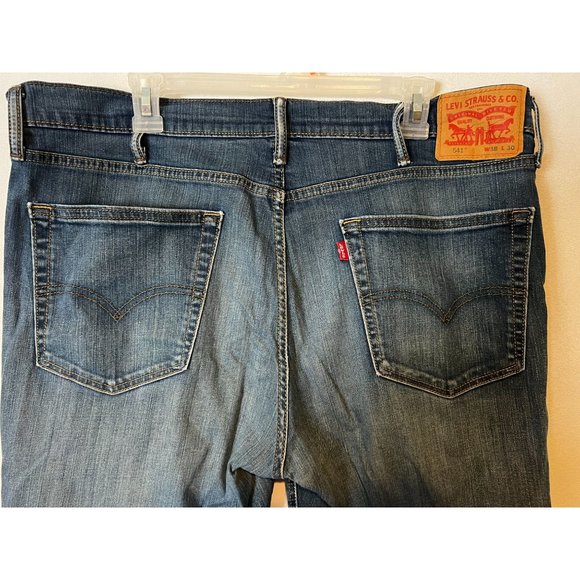 Levis 541 Jeans Mens 38 x 30 Athletic Fit Relaxed Straight Leg Blue Med Wash Fa - Picture 8 of 12